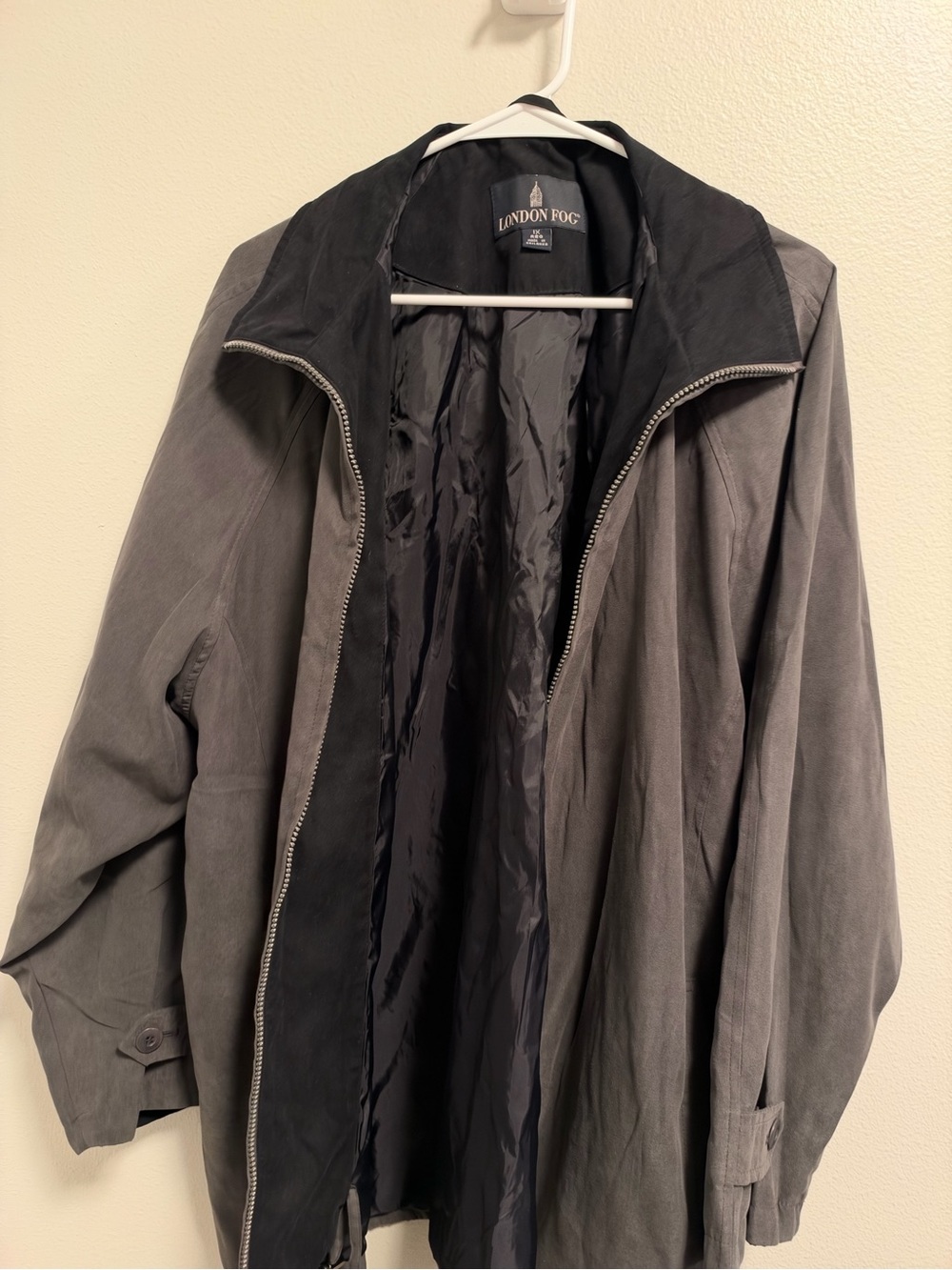 London Fog Gray Coat with Black Interior